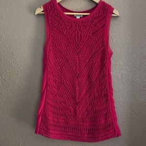 Lucky Brand Red Crochet Tank Top - US Small